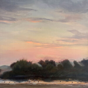 Pintura al óleo "Verano rosa en la Lagunita" de Daniel Castro